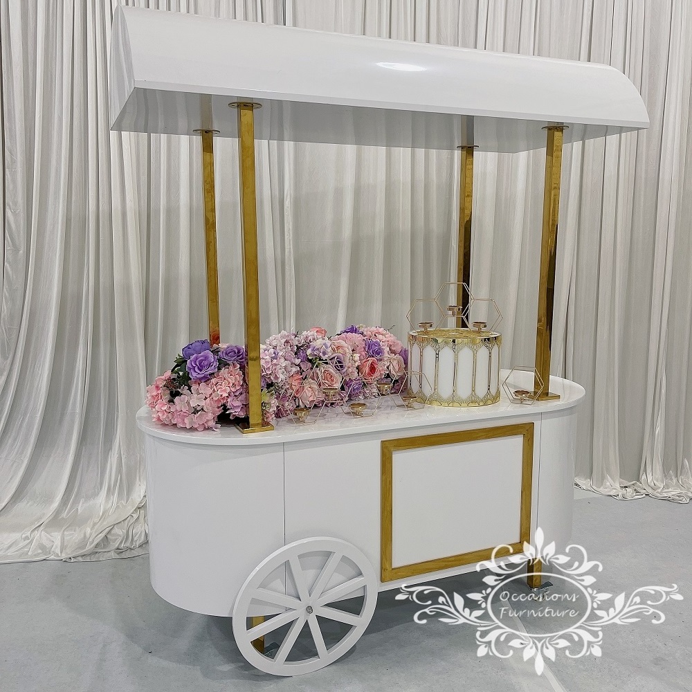 White Iron Cart New Design for BABY Shower Decor Party Kids Birthday Events Tools