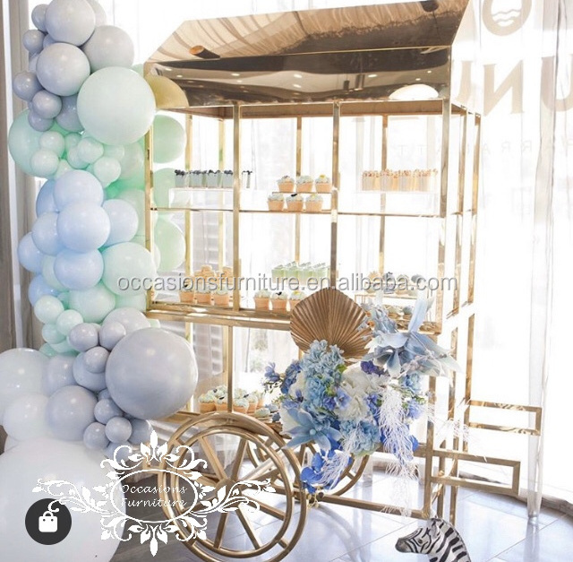 Stainless Steel Gold Candy Cart for Baby Shower Party Hot Sell Kids Events Candy Cart