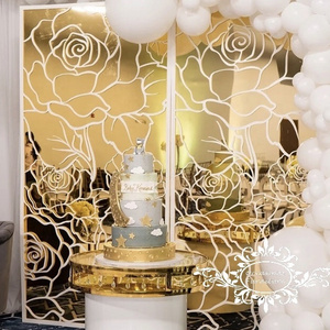 White and Golden rose pattern event backdrop design Wedding Panel Unique Design Wedding Backdrop