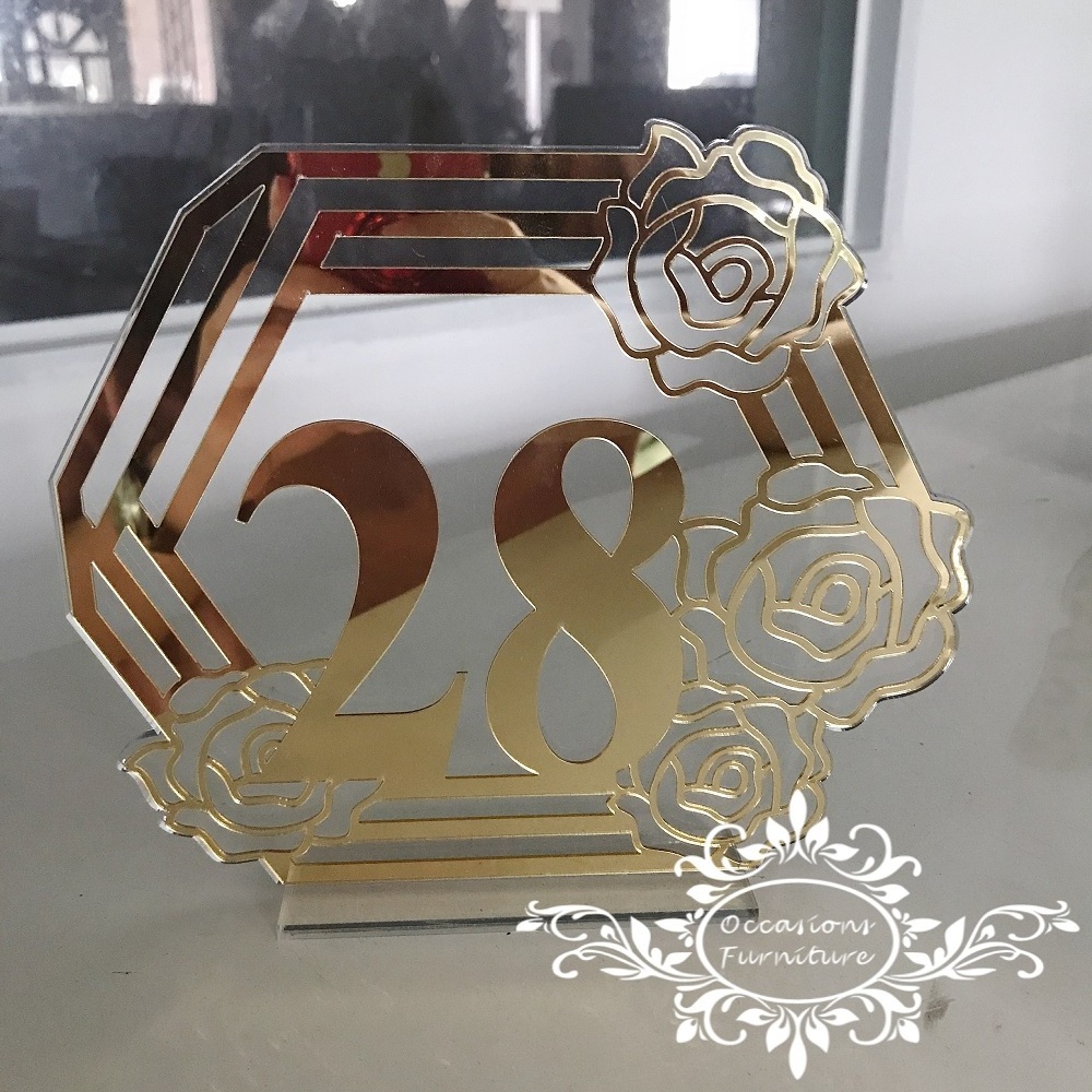 Acrylic Gold Table Number VIP Wedding Guest Dining Table Top Decorations