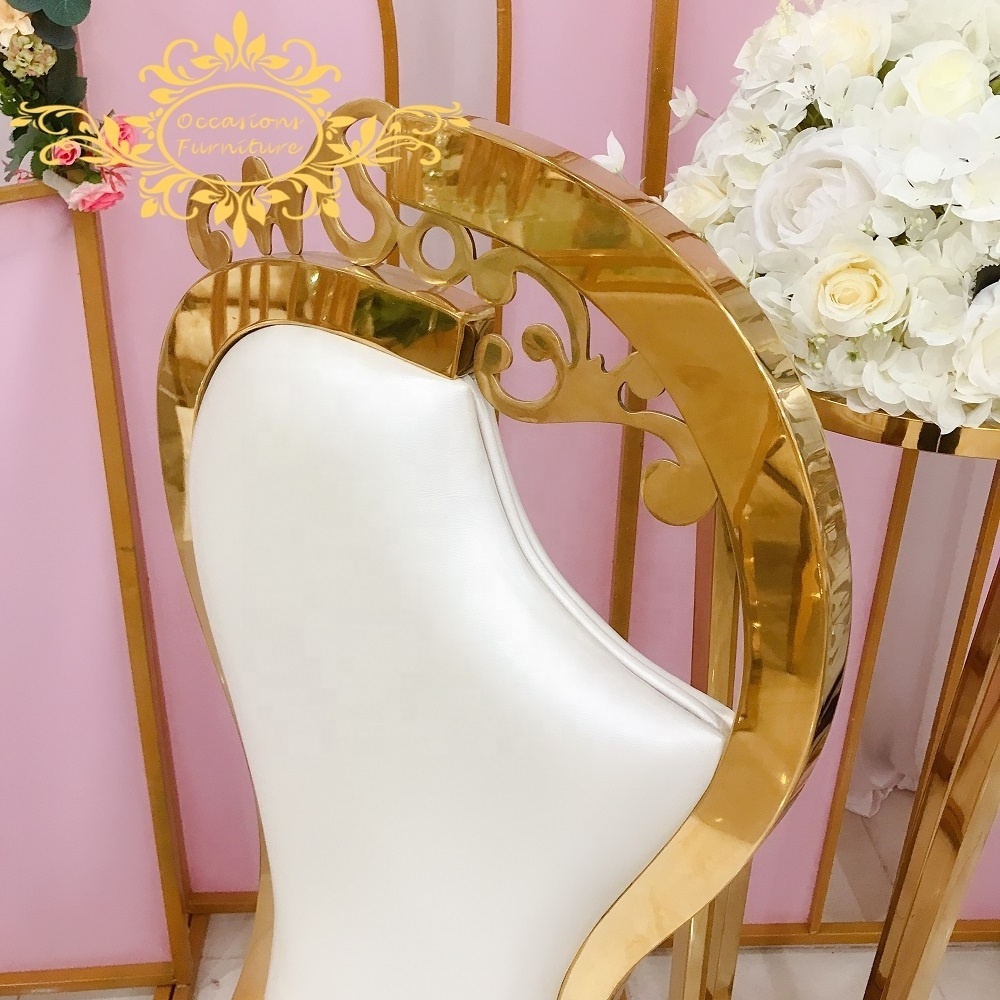 wedding decoration chairs wedding king and queen golden chairs for sale Stainless Steel Furniture Chairs