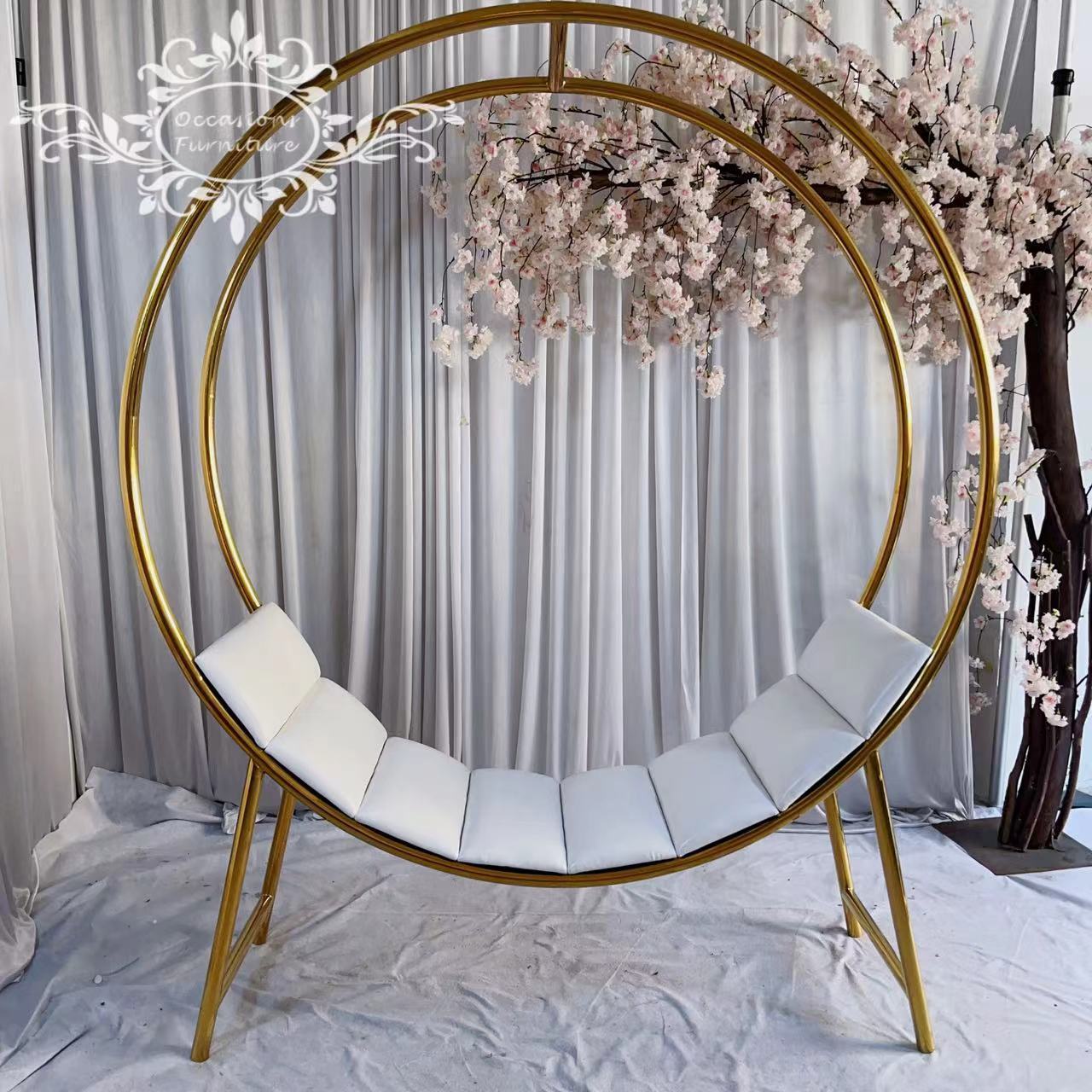 Gold Round Big Tubes Stainless Steel Wedding New Style  Sofa