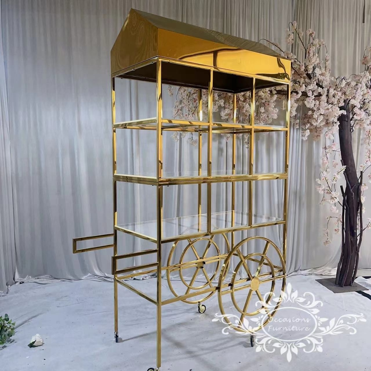 Stainless Steel Gold Candy Cart for Baby Shower Party Hot Sell Kids Events Candy Cart