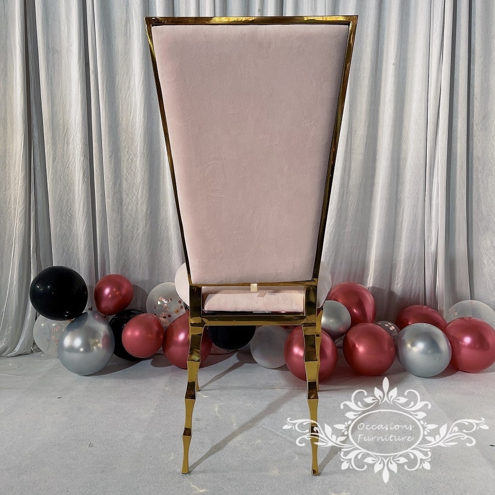 Pink Velvet Bamboo Legs Golden Wedding Chairs