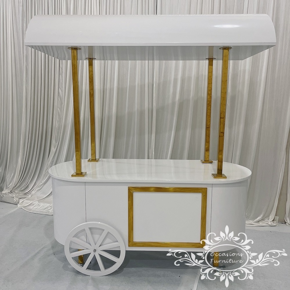 White Iron Cart New Design for BABY Shower Decor Party Kids Birthday Events Tools