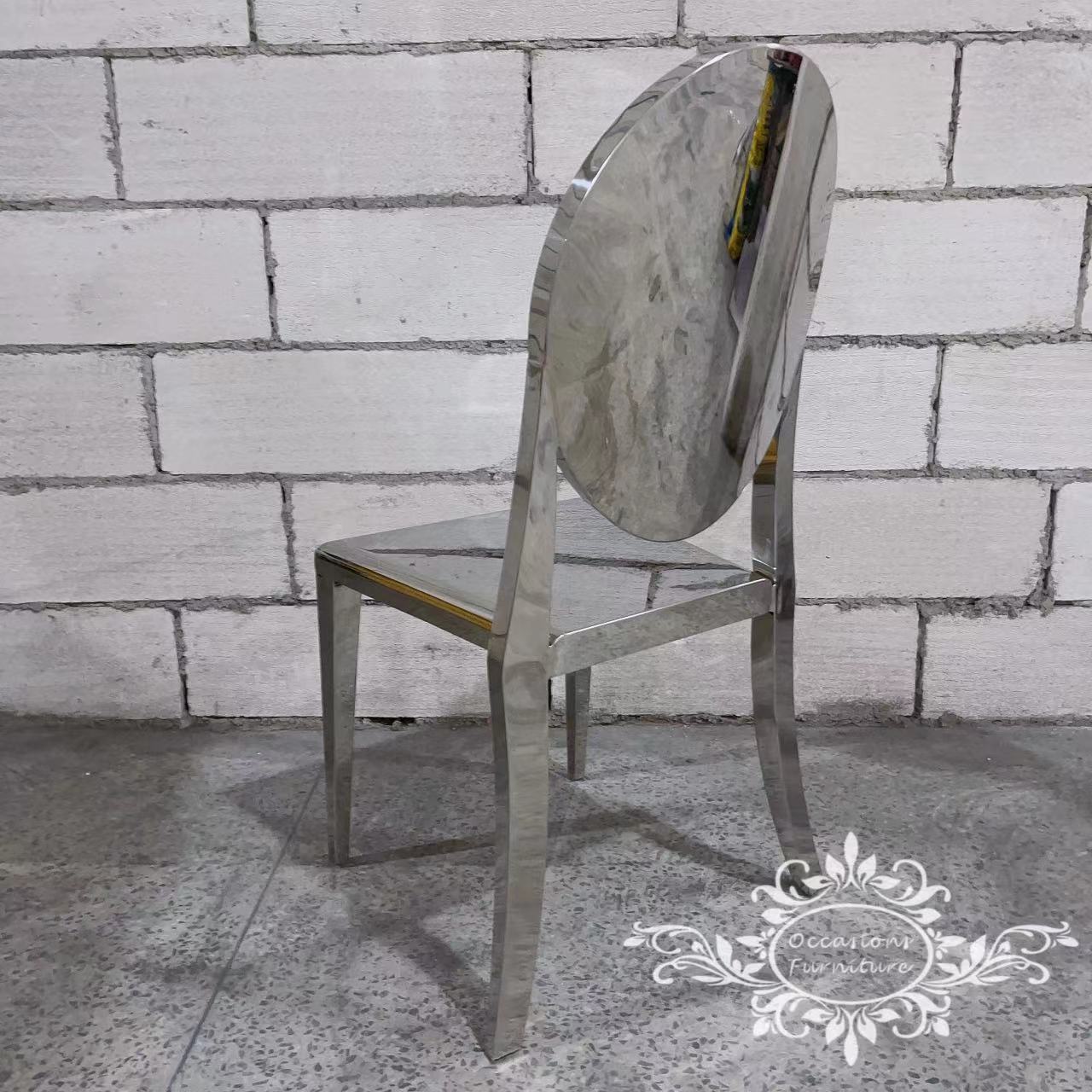 Silver Stainless Steel Glosy Ghost Armless Wedding Dining Chairs