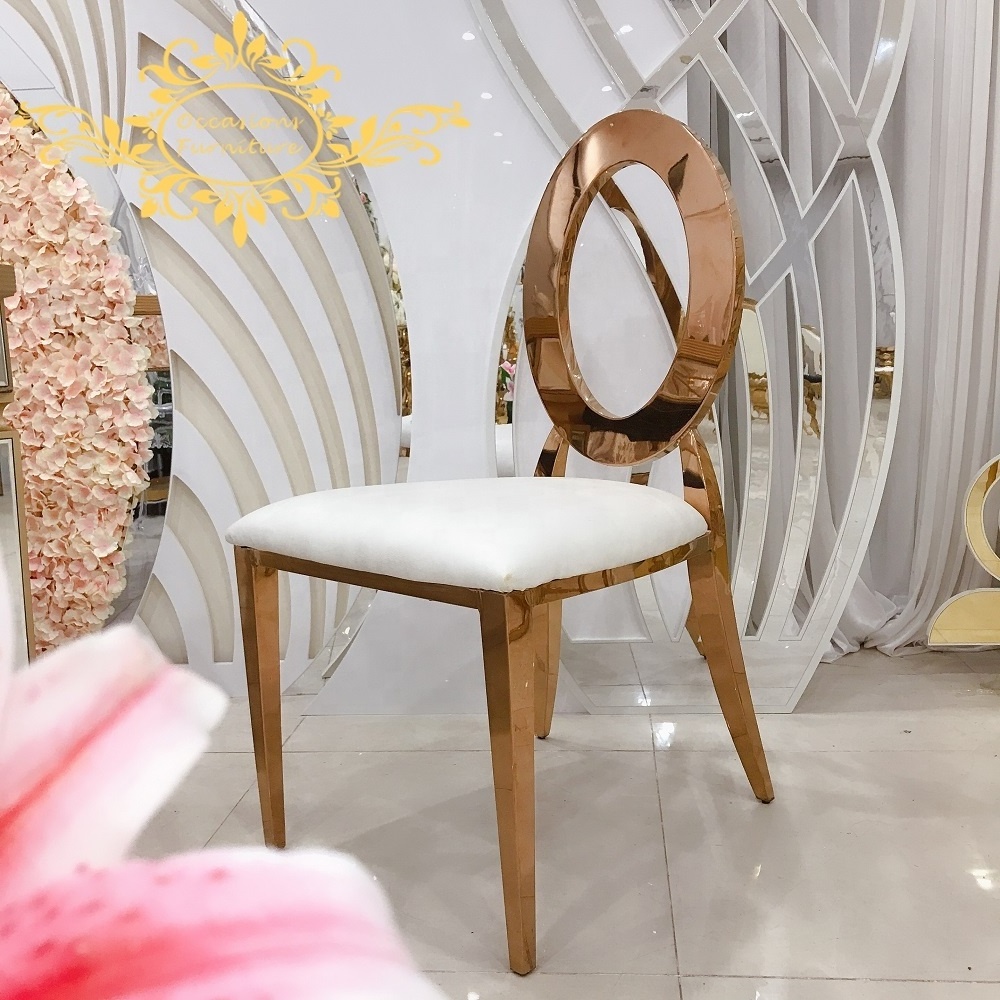 Whole sale Ring Wedding Chair rose golden Stainless Steel Chairs for wedding ceremony outdoor party use