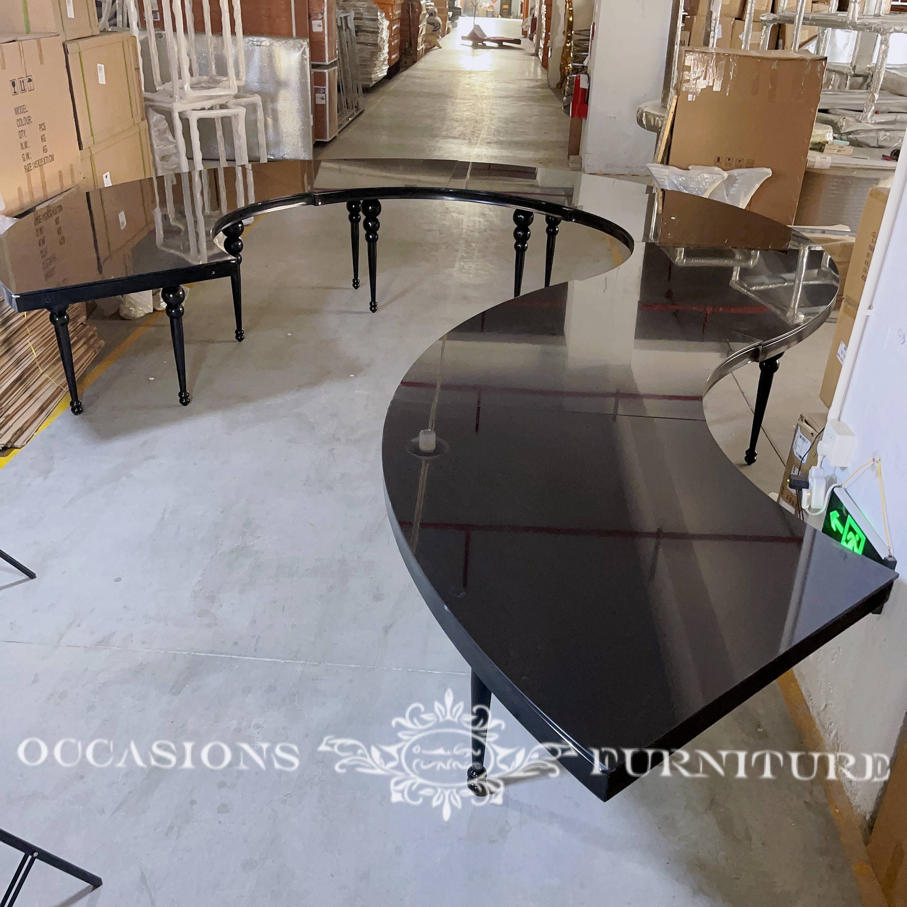 Stainless Steel Black Moon Serpentine Wedding Dining Tables