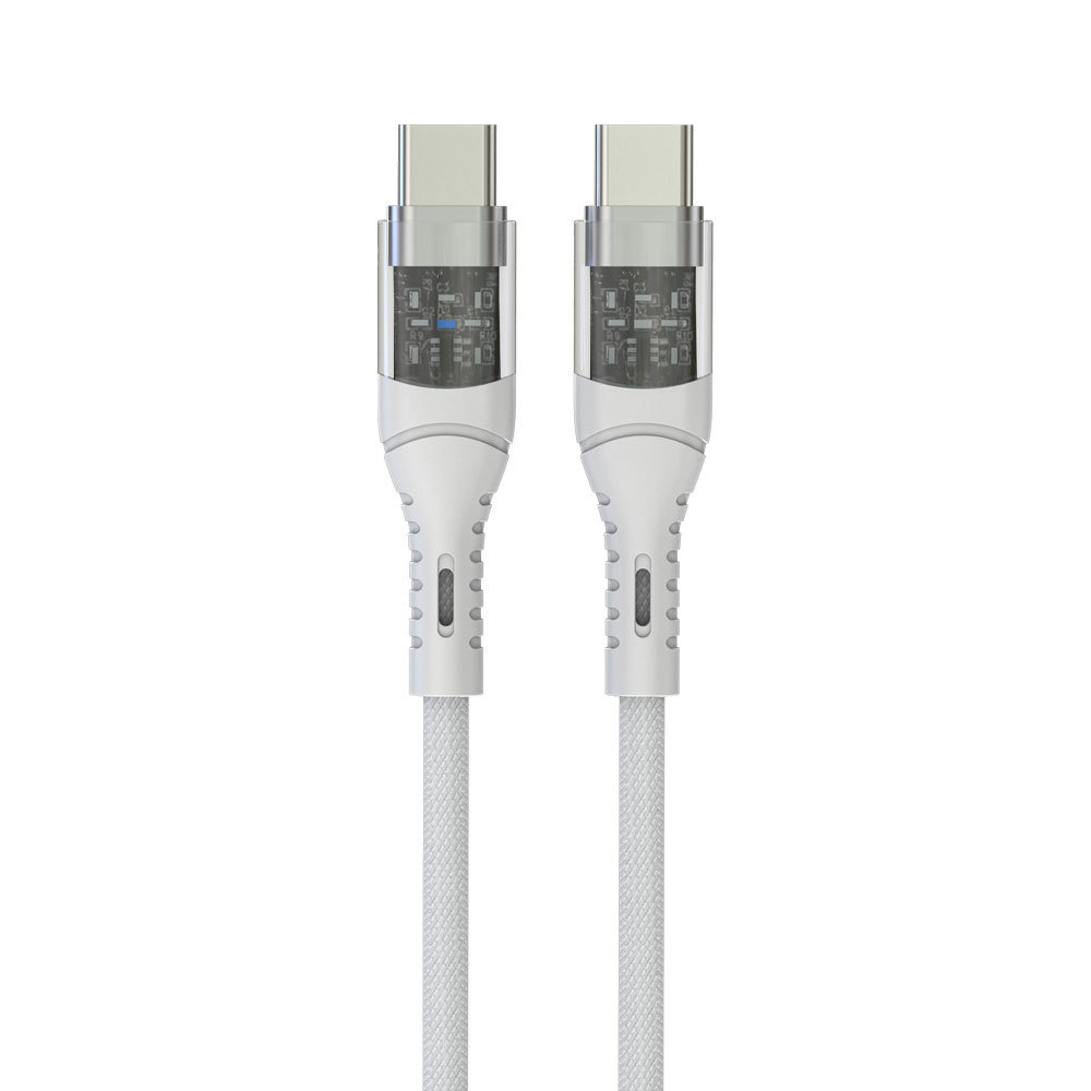 60W USB C Cable with LED Light Indicator USB C to C 60W PD Fast Charge Illuminated Nylon Braided Cable