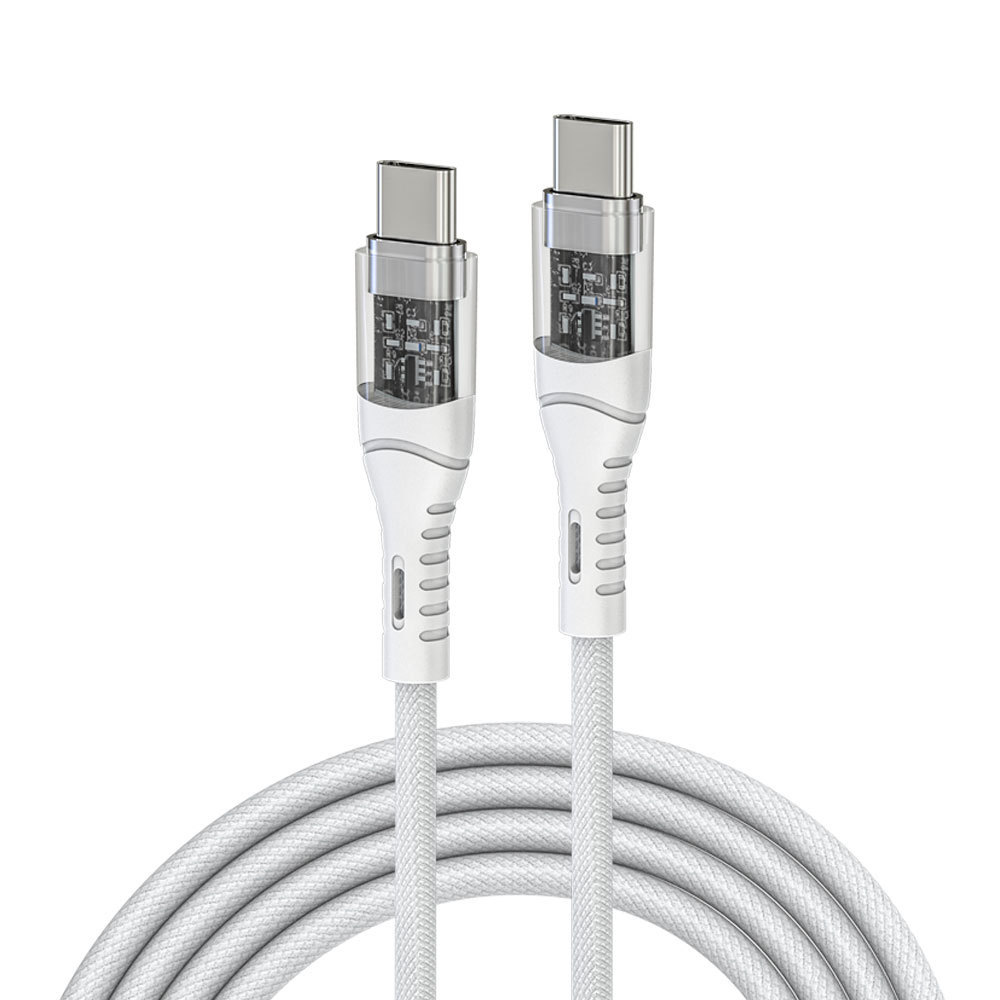 60W USB C Cable with LED Light Indicator USB C to C 60W PD Fast Charge Illuminated Nylon Braided Cable