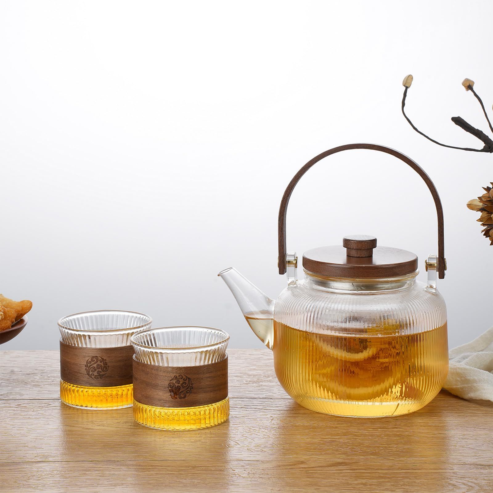 Hot selling Transparent And Hammered Glass Teapot With Removable Infuser Stovetop Safe Tea Kettle Blooming