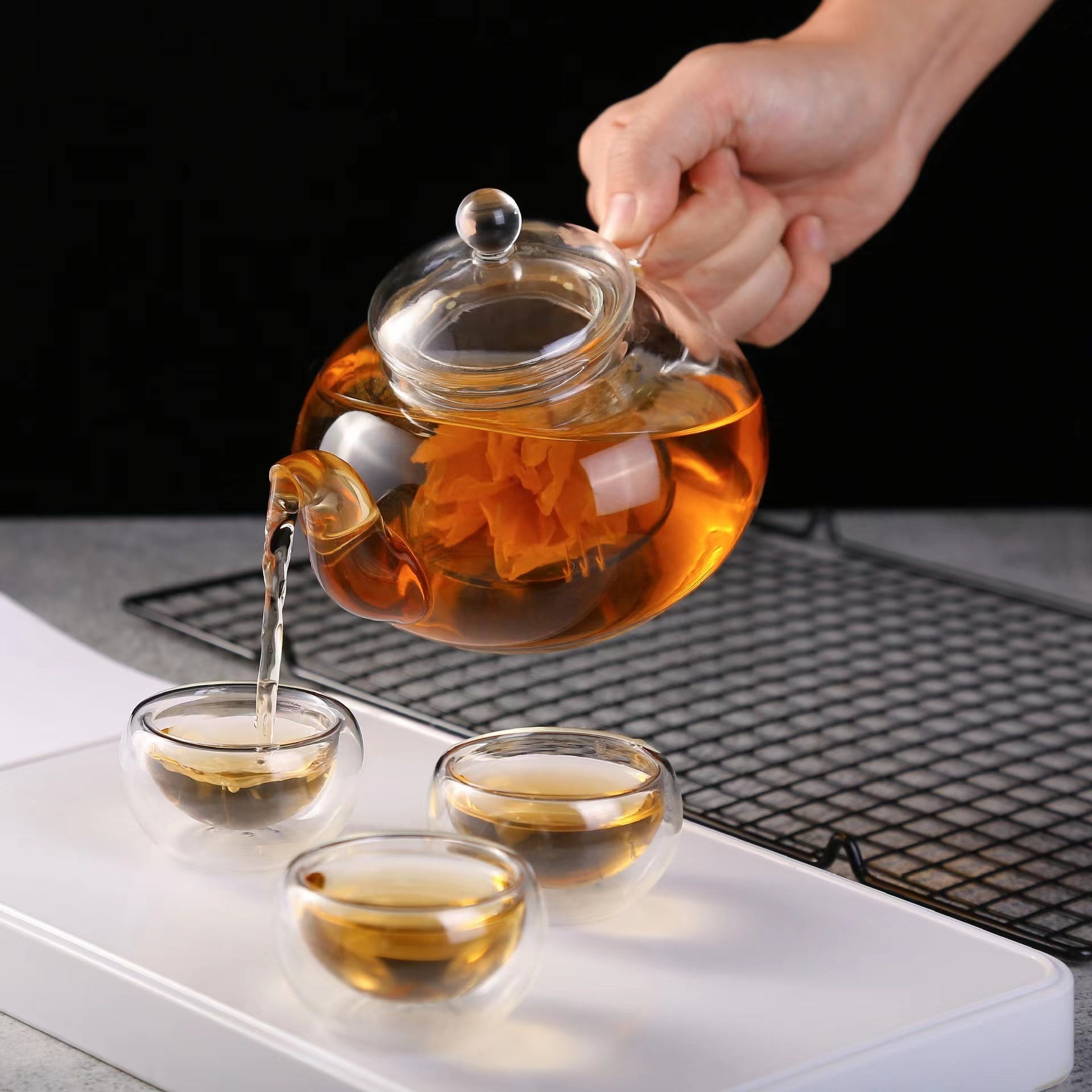 400ml 600ml 800ml 1000ml Loose Leaf Tea Maker Tea Brewer Borosilicate Clear Tea Kettle Glass Teapot with Removable Infuser