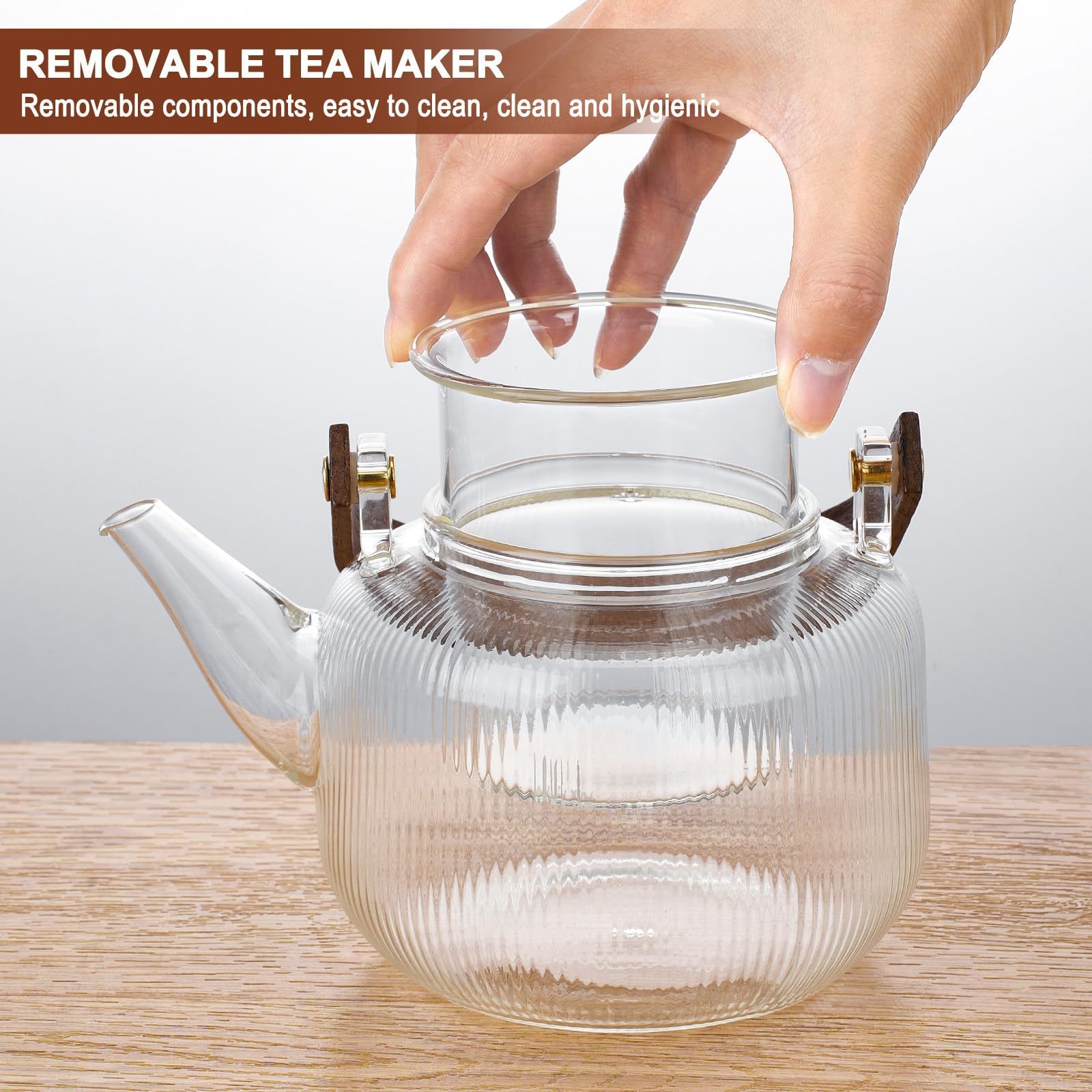 Hot selling Transparent And Hammered Glass Teapot With Removable Infuser Stovetop Safe Tea Kettle Blooming