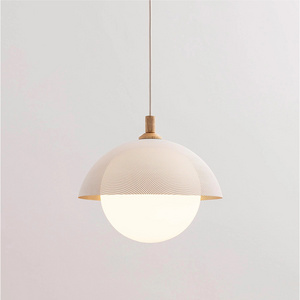 Modern Nordic Ceiling Hanging Lights Metal Glass 1 Light Dome Perforated Pendant Light Fixture