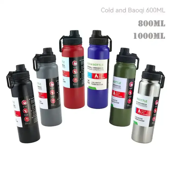 Outdoor sports kettle 700/1000ml Double Wall Vacuum Flask direct drinking 304 stainless steel insulated wide mouth Sports Bottle