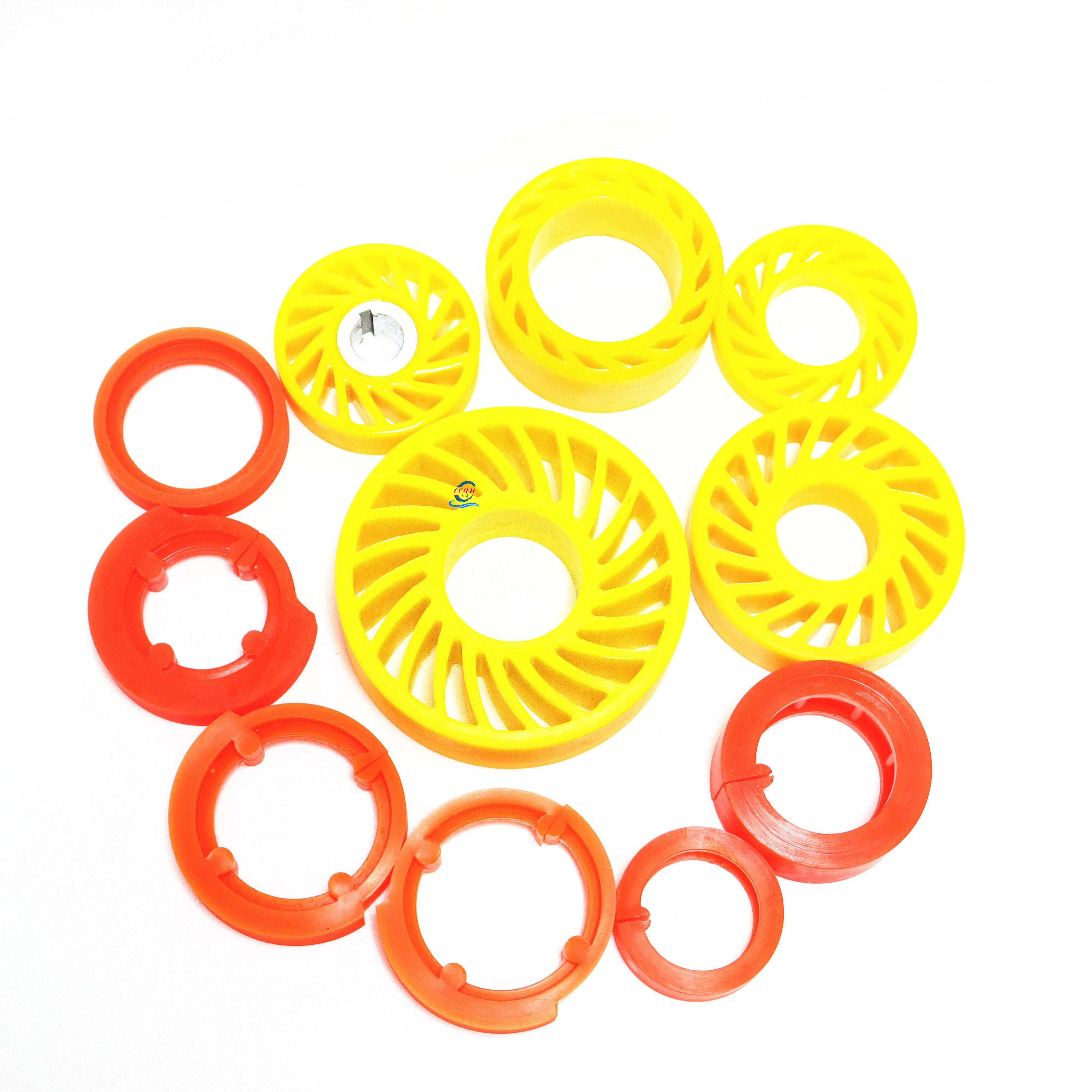 Hot selling polyurethane sun wheels paper feed rollers PU non crush wheels