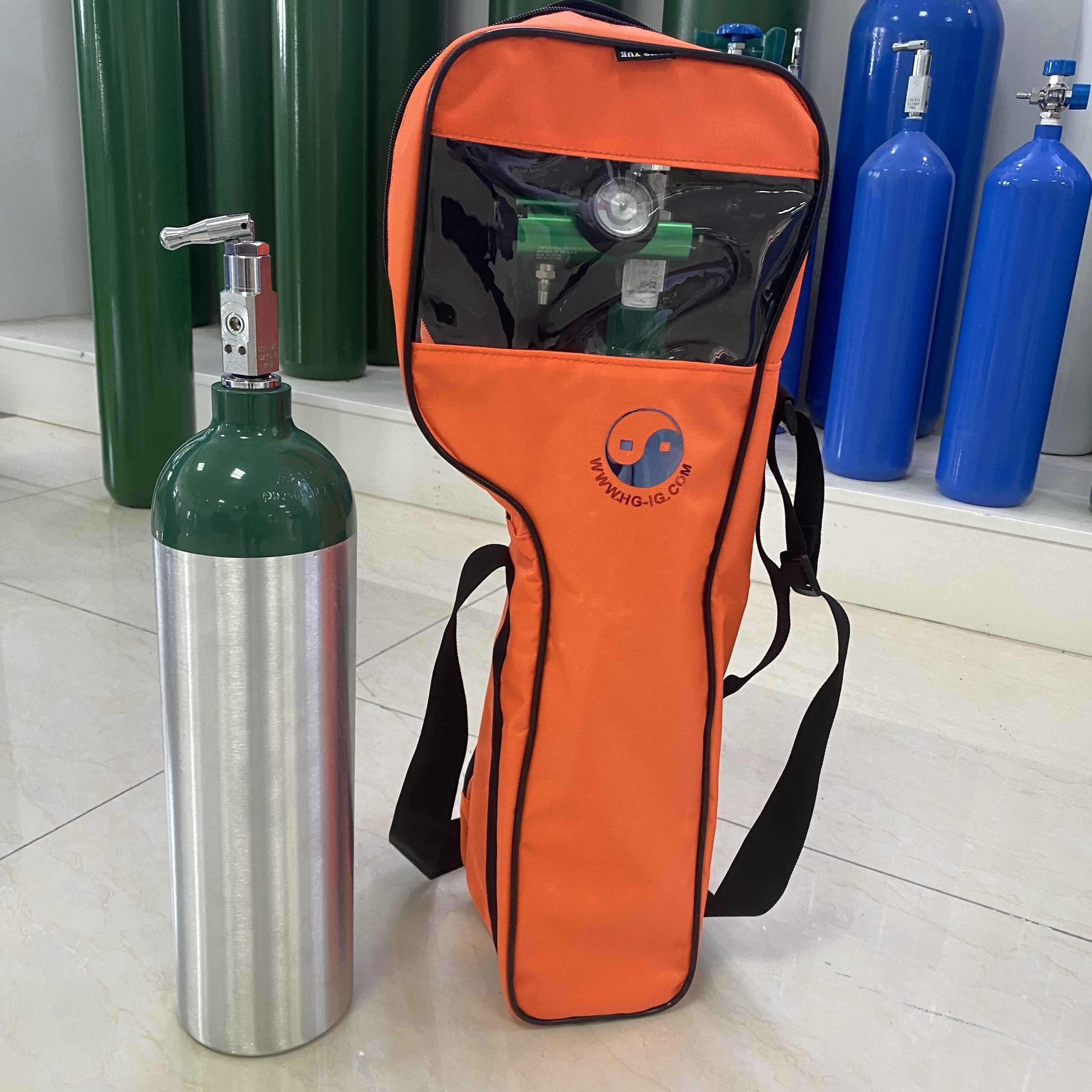 HG-IG Portable Medical Oxygen Gas Cylinder 2.5L/3.4L Empty Oxygen Tank with Bag Aluminum Oxygen Cylinder ISO7866