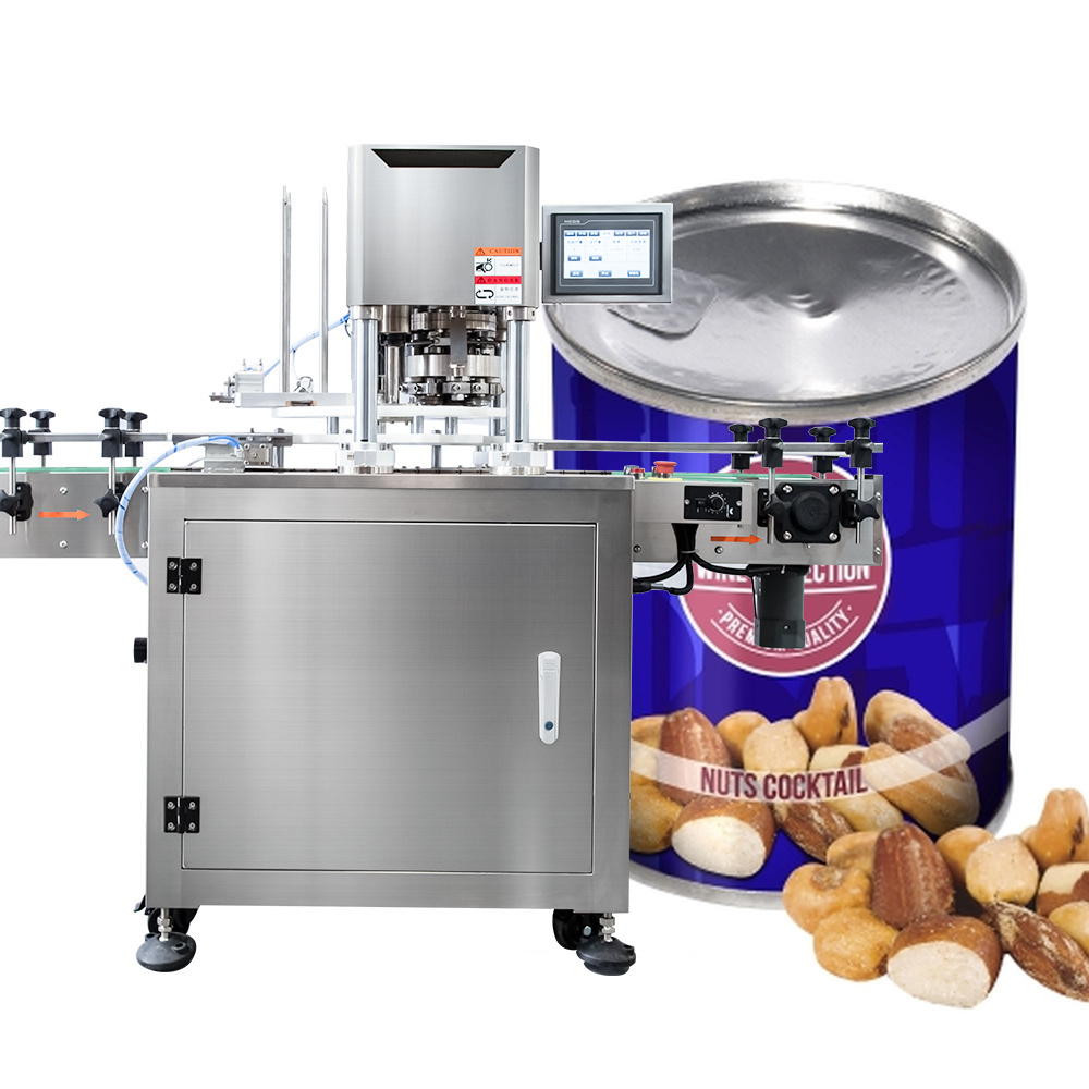 500 ml Clear drink capping latest model fully automatic plastic soda 330 metal tin can lid sealing machine for nuts snacks