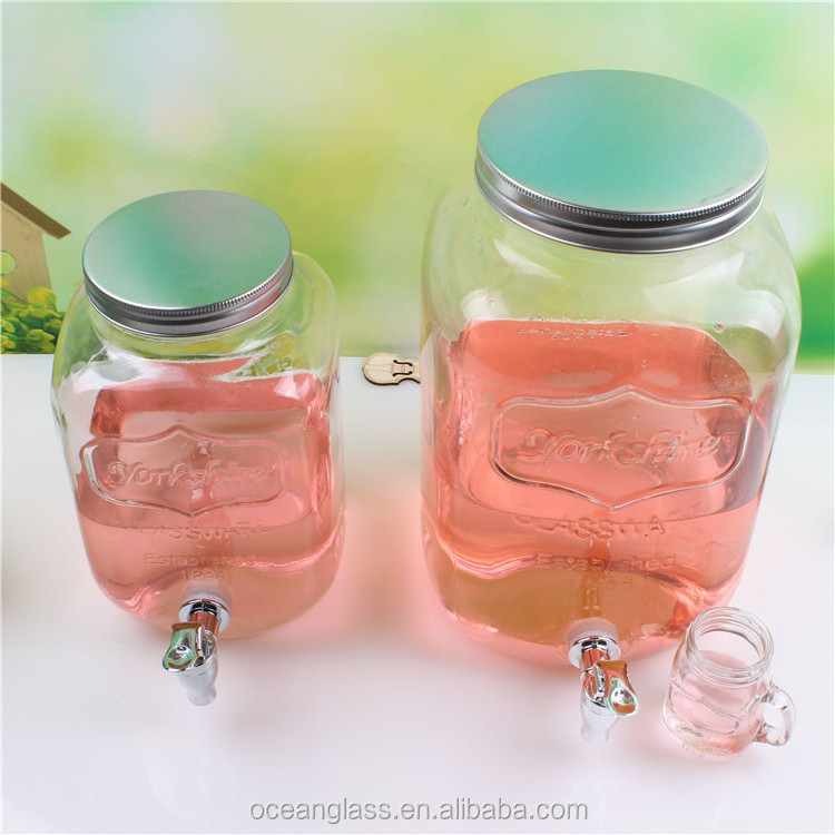 wholesale 1 gallon glass jug , food grade empty glass jar with metal lid