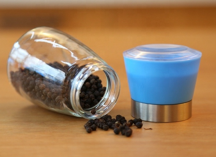 Adjustable Salt And Pepper Grinder Mills Type glass grinder with lid Ceramic pepper grinder set