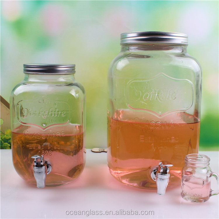 wholesale 1 gallon glass jug , food grade empty glass jar with metal lid