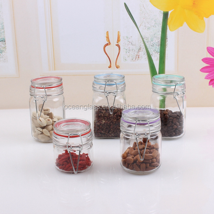 Best Selling Clear Air Tight Cookies Jar Small Jam Jar With latch Lid 150ml 250ml jar with lock