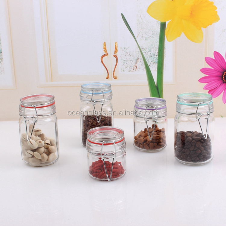 Best Selling Clear Air Tight Cookies Jar Small Jam Jar With latch Lid 150ml 250ml jar with lock