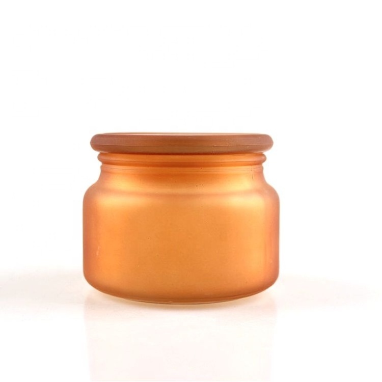 Matte amber glass wax candle jar candle holder with stopper lid 300ml 500ml 700ml