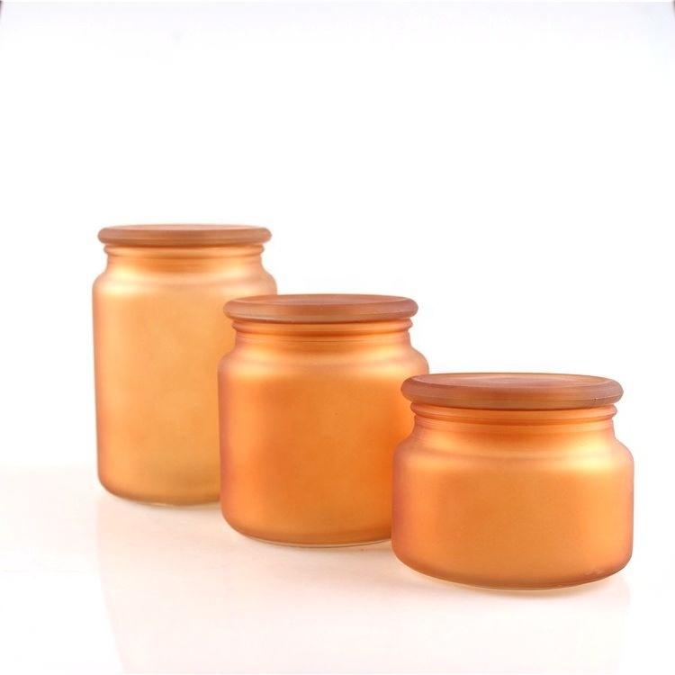 Matte amber glass wax candle jar candle holder with stopper lid 300ml 500ml 700ml