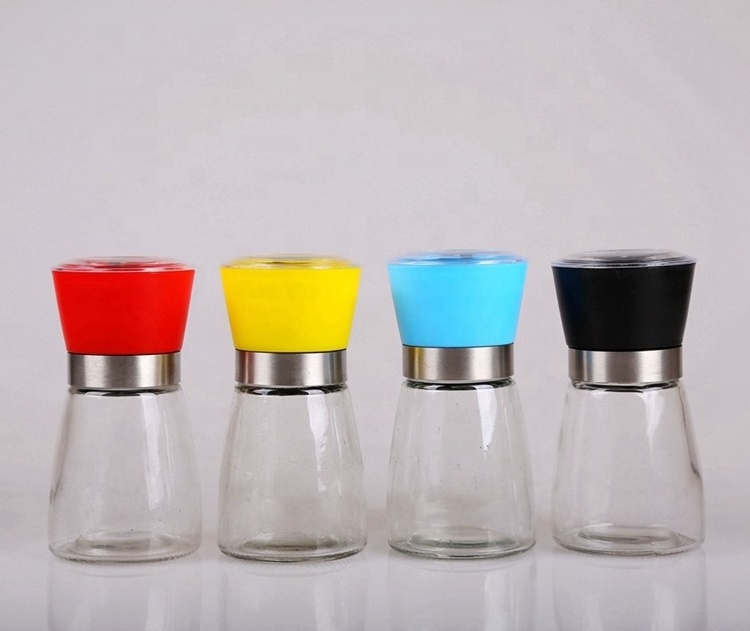 Adjustable Salt And Pepper Grinder Mills Type glass grinder with lid Ceramic pepper grinder set