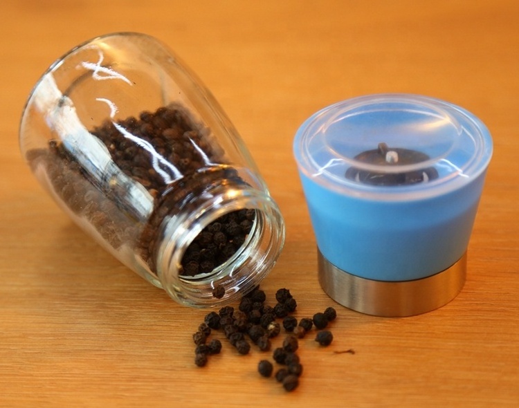 Adjustable Salt And Pepper Grinder Mills Type glass grinder with lid Ceramic pepper grinder set