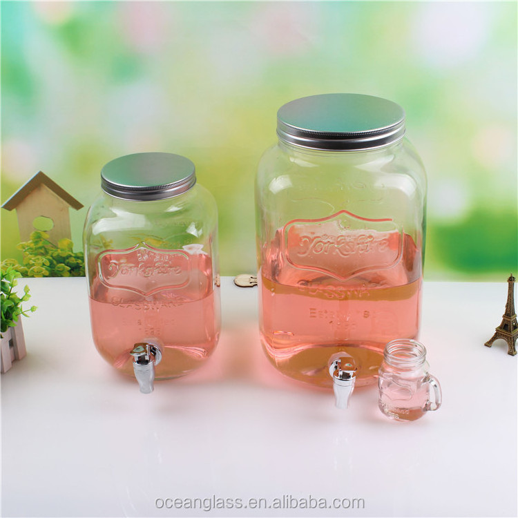 wholesale 1 gallon glass jug , food grade empty glass jar with metal lid