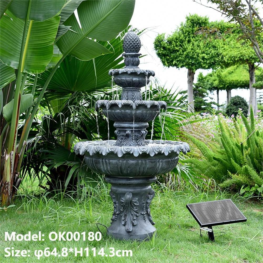 Zhongshan factory price customized large outdoor decoration energy saving solar powered water fall resin fountain