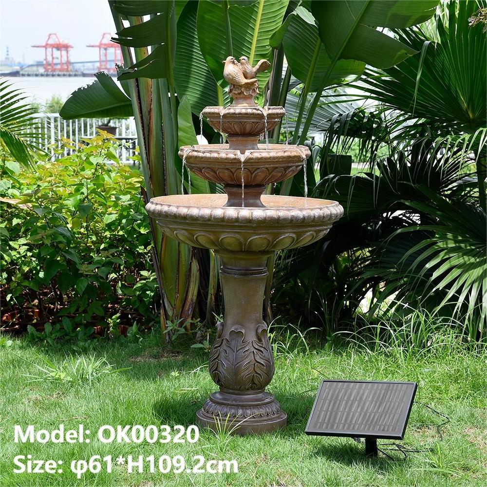 Zhongshan factory price customized large outdoor decoration energy saving solar powered water fall resin fountain