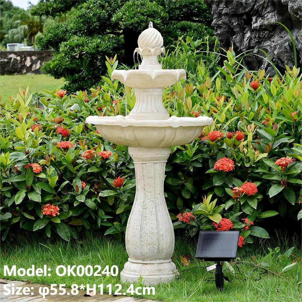 Zhongshan factory price customized large outdoor decoration energy saving solar powered water fall resin fountain