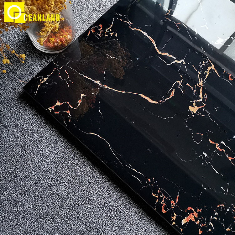 foshan black wall floor porcelanato black gold tile