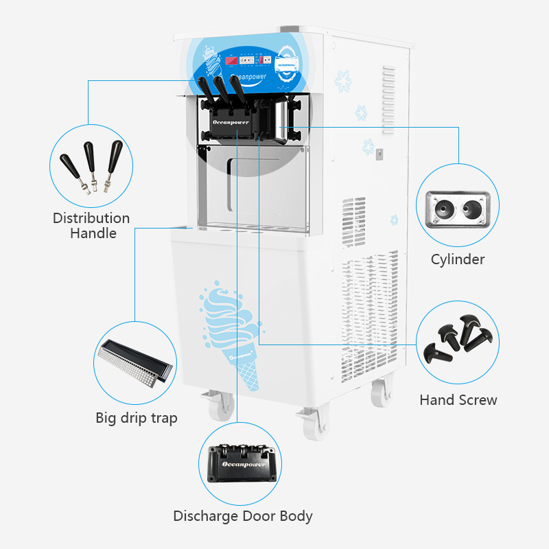 Oceanpower new snack commercial frozen yogurt maker air pump soft ice cream vending machine mcdonalds ice cream machine