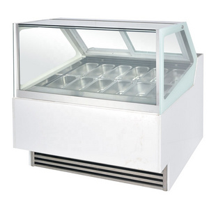 Commercial Gelato Ice Cream Showcase Refrigerated Glass Display Freezer