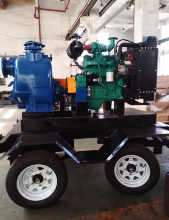 3 inch self priming sewage pump with diesel engine and trailer