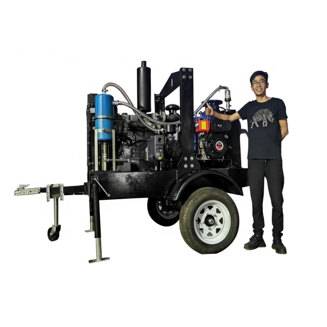 3 inch self priming sewage pump with diesel engine and trailer