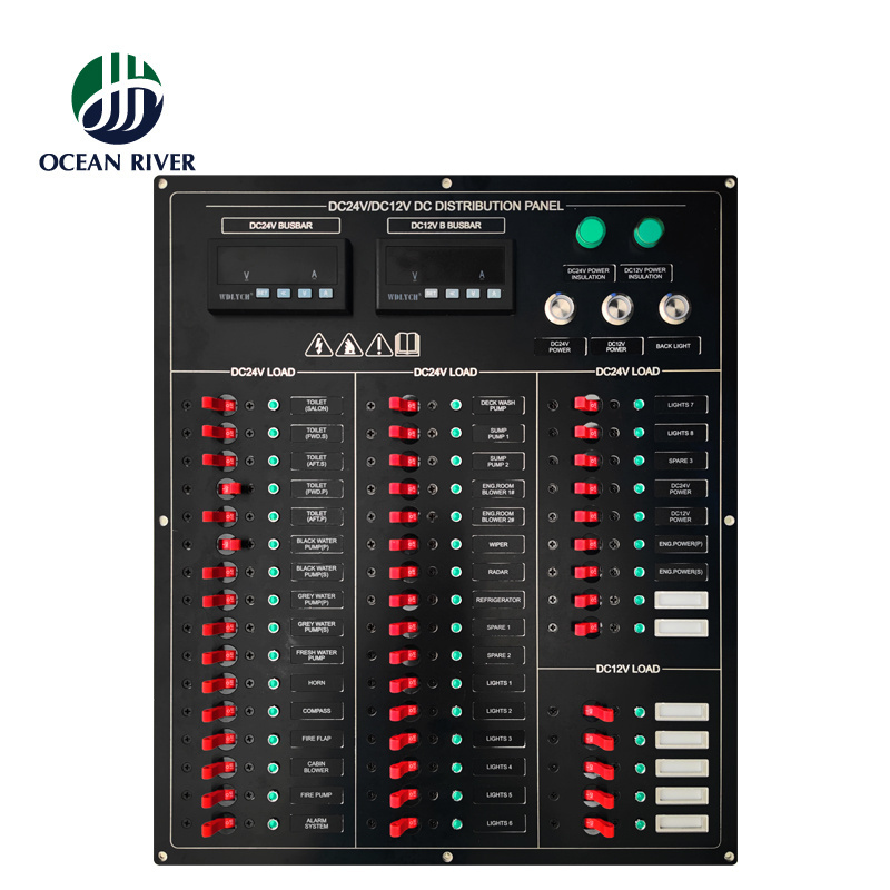 Ocean River Technology Customized AC DC  Circuit Breaker Power Distribution Rocker Switch Panel for Marine Boat