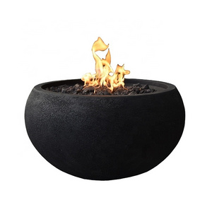 MODENO classic black fire bowl natural gas garden firebowl concrete table top fire pit bowl