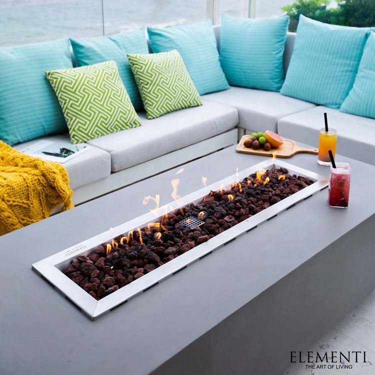 Elementi large rectangle firetable decorative concrete fireplace gas fire pit table outdoor