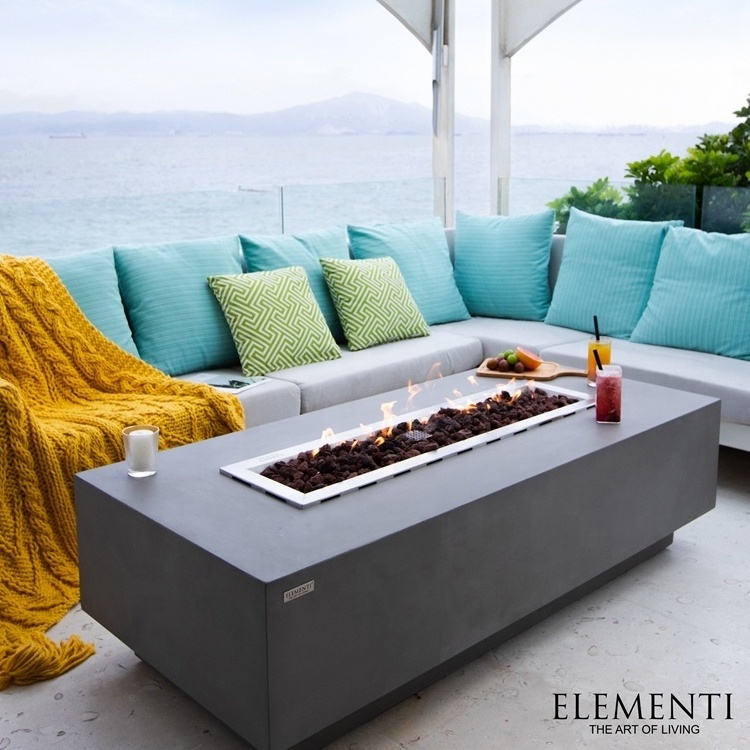 Elementi large rectangle firetable decorative concrete fireplace gas fire pit table outdoor