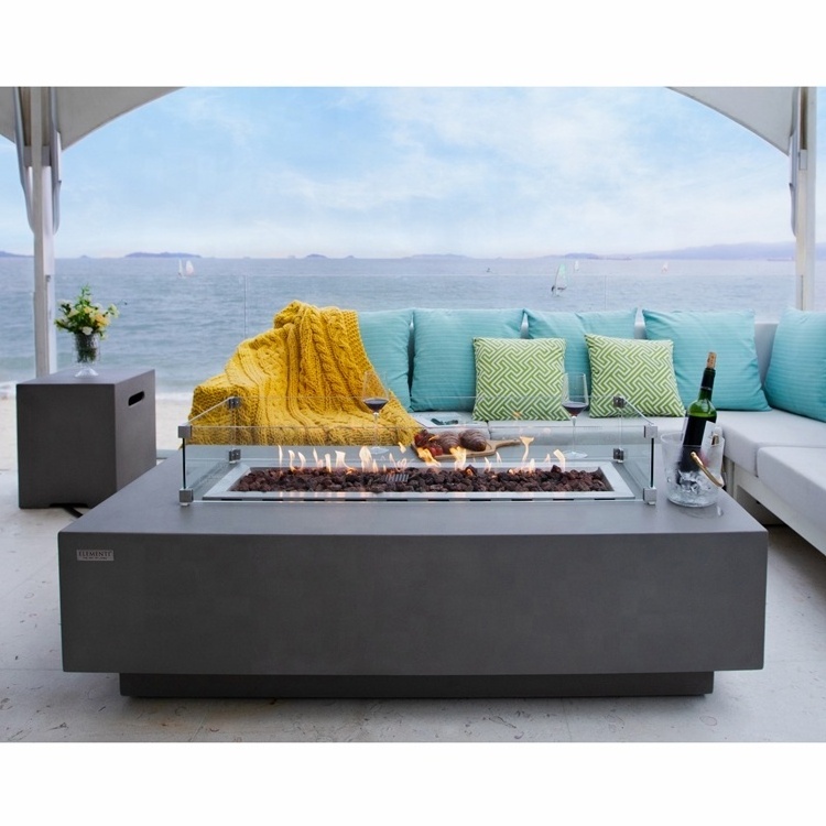 Elementi large rectangle firetable decorative concrete fireplace gas fire pit table outdoor