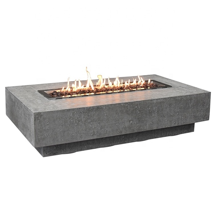 Elementi modern furniture backyard grey firepit propane fire table concrete outdoor gas fire pit