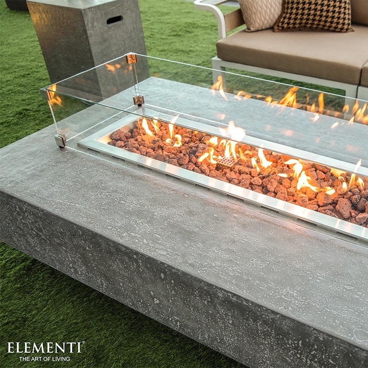 Elementi home decor rectangular firepit concrete fire pit outdoor garden gas fire table