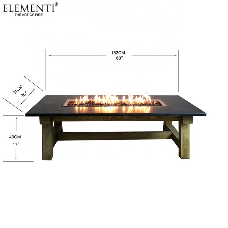 Elementi black indoor decor dining fire table 60 inch rectangular workshop coffee gas fire pit table outdoor