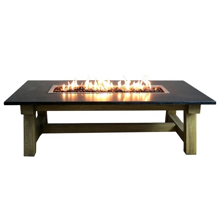 Elementi black indoor decor dining fire table 60 inch rectangular workshop coffee gas fire pit table outdoor