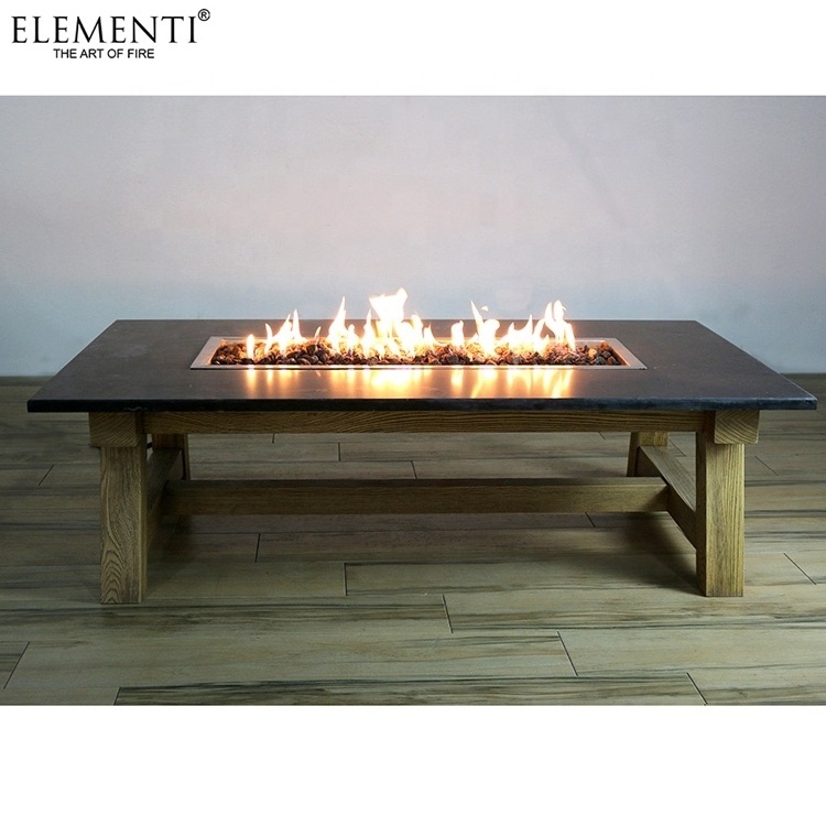 Elementi black indoor decor dining fire table 60 inch rectangular workshop coffee gas fire pit table outdoor